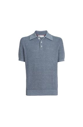 Brunello Cucinelli Half English rib knit polo in Slate at Nordstrom, Size 52 It