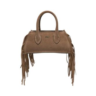Amiri Tassen, Dames, Bruin, ONE Size, Leer, Suede Fringe Micro Honey Bag