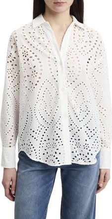 MC2 Saint Barth White Long-Sleeved Eyelet Shirt