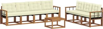 vidaXL Conjunto De Sof&aacute;s De Exterior 8 Uds. Natural Y Crema Vidaxl