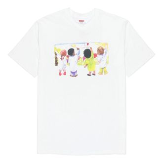 SUPREME SS19 Kids Tee White Kids Graffiti Round Neck Short Sleeve Unisex SUP-SS19-264