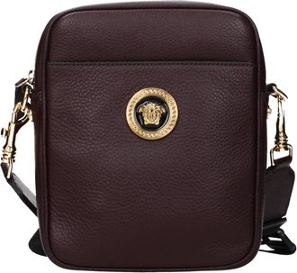 Versace Leren crossbodytas - Heren - Tassen - Paars - Maat: ONE Size Zijde