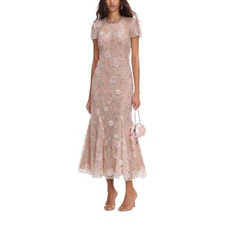 Self Portrait Flower Sequin Embellished Midi Dress - female - Self Portrait - Party Dresses - Pink - M - Dresses