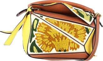 Loewe Pre-owned Womens x William De Morgan Mini Puzzle Embroidered Handbag in Multicolor Leather - Multicolour - One Size