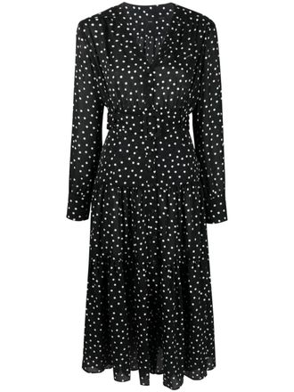 Pinko polka-dot-print belted midi dress - Black