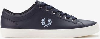 Fred Perry Mens Baseline Trainers in Dark Blue Leather - Size UK 11