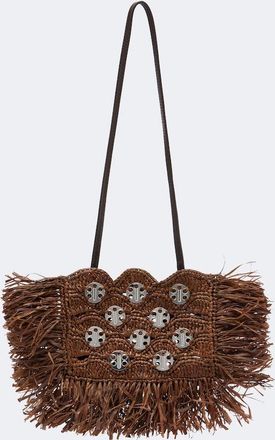 Paco Rabanne Embellished raffia shoulder bag