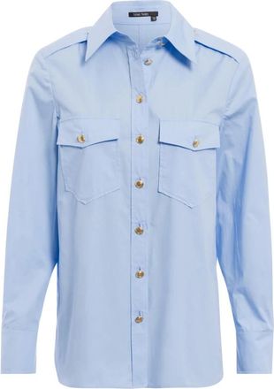 Marc Aurel Overhemden, Dames, Blauw, L, Katoen, Katoenen shirt met zakken en epauletten