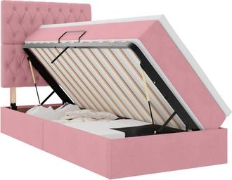 vidaXL Storage Bed with Mattress with Mattress Pink 90 x 190 cm Velvet vidaXL