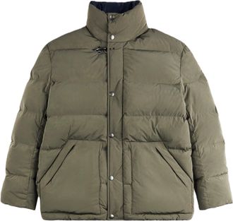 Fay Olive Stand Collar Detachable Hood Puffer Jacket