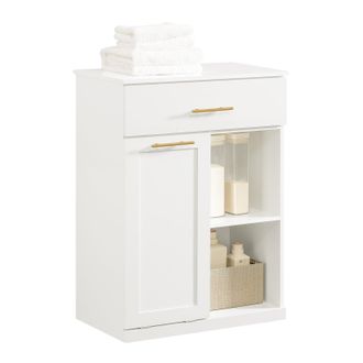 SoBuy Sobuy - Armario De Ba&ntilde;o Mueble De Almacenaje Con 1 Cesto Para Colada Y 1 Caj&oacute;n Blanco 66 X 37 X 95 Cm Bzr66-w Es
