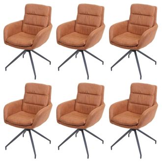 Hhg Juego De 6 Sillas De Comedor Hhg 655, Silla De Cocina Sill&oacute;n Silla, Posici&oacute;n Autom&aacute;tica Giratoria, Tela Mvg, Aspecto Ante Marr&oacute;n