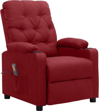 vidaXL Sill&oacute;n De Masaje De Tela Rojo Tinto Vidaxl