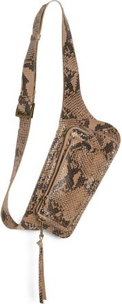 Free People Avalon Leather Sling Bag in Snake Print Tan at Nordstrom