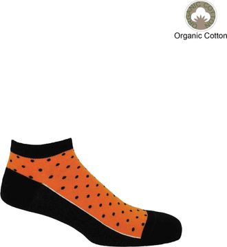 Peper Harow Polka Mens Organic Trainer Socks - Orange