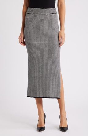 Anne Klein Chevron Pattern Knit Pencil Skirt in Anne Black/anne White at Nordstrom, Size Large