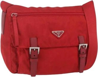 Prada Pre-owned Cross Body Bags, female, Red, Size: ONE SIZE Pre-owned Nylon Cross Body Bag