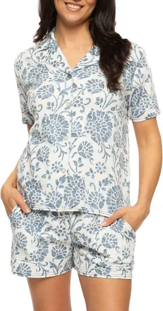 Felina Josephine Crinkled Jersey Short Pajamas in Distressed Floral Print at Nordstrom, Size X-Large