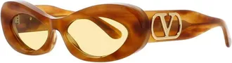Valentino Ladies Gold Tone Rectangular Sunglasses VLS178C