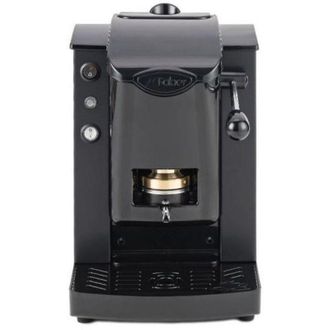 Faber Slot Plast Basic - Cafetera Con Prensa De C&aacute;psulas De Lat&oacute;n - Marco De Metal Negro Y Frente De Policarbonato Negro