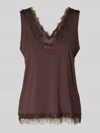 Freequent Regular Fit Top mit Spitzenbesatz Modell Bicco in Dunkelbraun, Gr&ouml;&szlig;e XXL