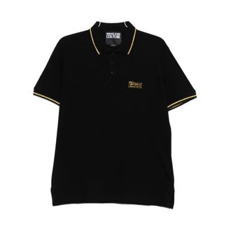 Versace Jeans Couture Polo Shirts, male, Black, Size: 2XL Logo-plaque Polo Shirt