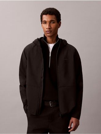 Calvin Klein Mens Tech Shell Hooded Jacket - Black - L