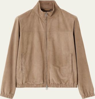 Loro Piana Mens Suede Bomber Jacket