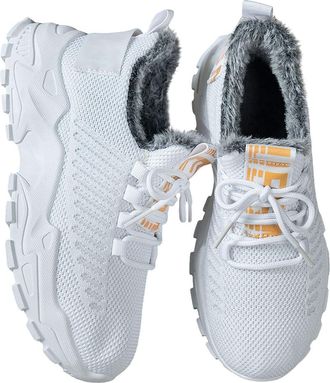 Generic Womens Round Toe Flat Heel Boots Comfortable Mid Heel Fleece Lining Thick Sole Long Black, White, 8.5 UK