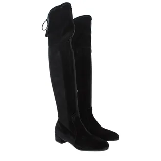 Prada Womens Black Velvet Over The Knee Shoe