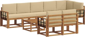 vidaXL Conjunto De Sof&aacute;s De Exterior 9 Uds. Natural Y Beige Vidaxl