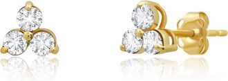 MAX + STONE 14k White or Yellow Gold Small Gemstone Trio Round Stud Earrings