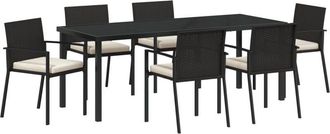 vidaXL vidaXL Garden Dining Set 7 pcs Black Poly rattan