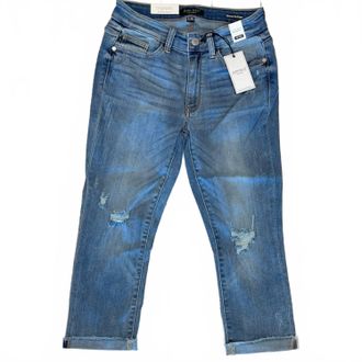 Judy Blue Womes Mid-Rise Capris In Light Blue