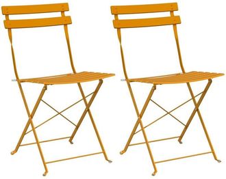 vidaXL Garden Folding Chair Folding 2 pcs Mustard 42 x 46 x 82cm Steel Vidaxl