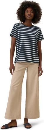 Pact Organic Cotton Softspun Crew Neck Tee in Monterey Stripe at Nordstrom, Size X-Small