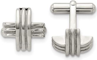 Diamond2Deal Stainless Steel Polished Fancy X Cufflinks