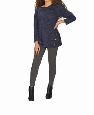 Papillon Heathered Tunic Sweater In Navy