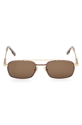Ermenegildo Zegna 54mm Square Sunglasses in Satin Dark Bronze /Brown at Nordstrom