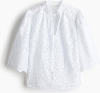 H&M Bluse mit Broderie Anglaise - White