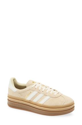 adidas Gazelle Bold Platform Sneaker in Stone Khaki/Cream/Gold at Nordstrom, Size 5.5