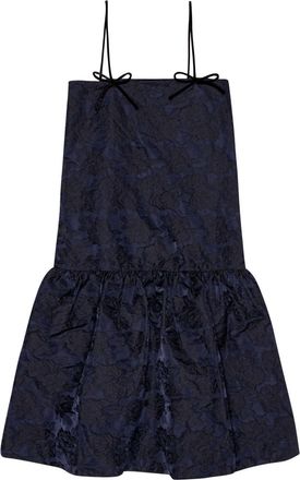 Ganni patterned-jacquard midi dress - women - Polyester/Recycled Polyester/Polyamide - 34 - Blue