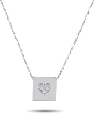 Chopard Happy Diamonds 18K White Gold 0.17ct Diamond Pendant Necklace CH35-050526