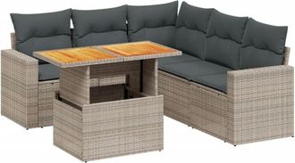 vidaXL Set De Muebles De Jard&iacute;n 6 Pzas Y Cojines Rat&aacute;n Sint&eacute;tico Gris Vidaxl