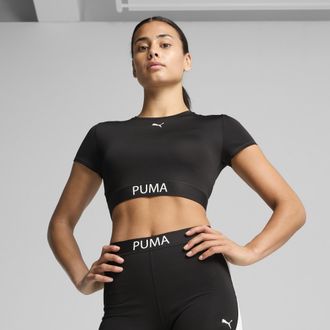 Puma T-shirt cropped PUMA STRONG da donna, Abbigliamento, Nero, XL