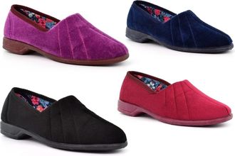 Generic Audrey Womens Slip On Slippers - Roll Top Slippers with Rubber Sole in Black, Navy, Heather, Red - UK Size 3