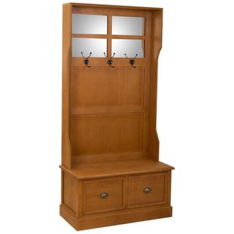 Wanderlust Deco Recibidor perchero de madera con banqueta, 92x39,5x184, marr&oacute;n