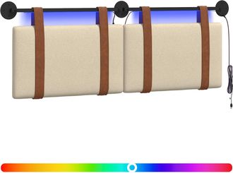 vidaXL Cabecero Colgante Con Luz Led Crema Pu Antiguo Vidaxl