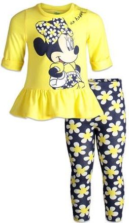 Disney Minnie Mouse 2-Piece T-Shirt and Leggings Set in Yellow Navy Daisy at Nordstrom, Size 14-16