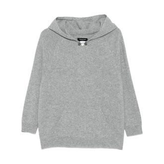 Fabiana Filippi Hoodies, female, Gray, Size: XS Ribbed Hoodie with Button Fastening